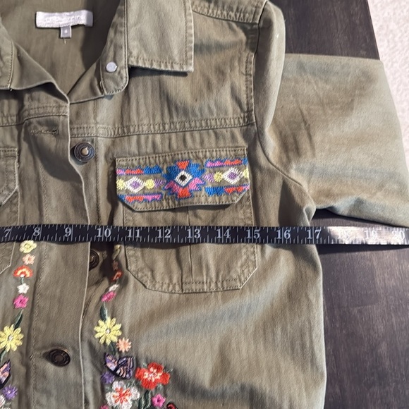 RedHerring Army Green Floral Butterfly Embroidered Utility Jacket Size 8 - Picture 9 of 12